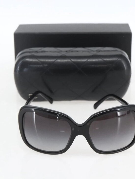 CHANEL Ribbon COCO Mark Sunglasses plastic Black 5171 CC Auth 161697 main image 5